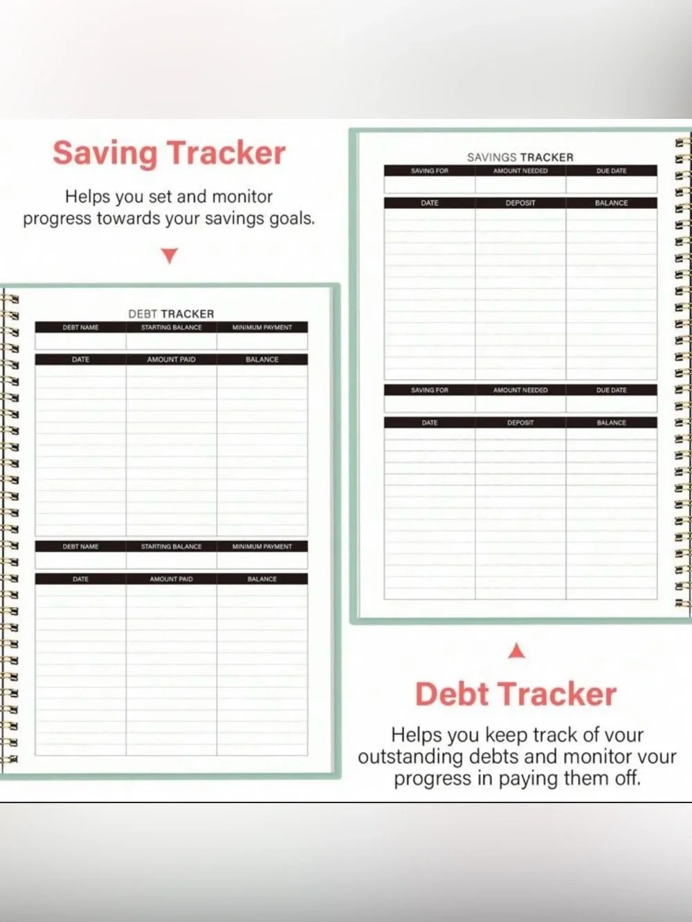 A5 Monthly Budget Planner Notebook | 14-Month Financial Budget Ledger | Mint